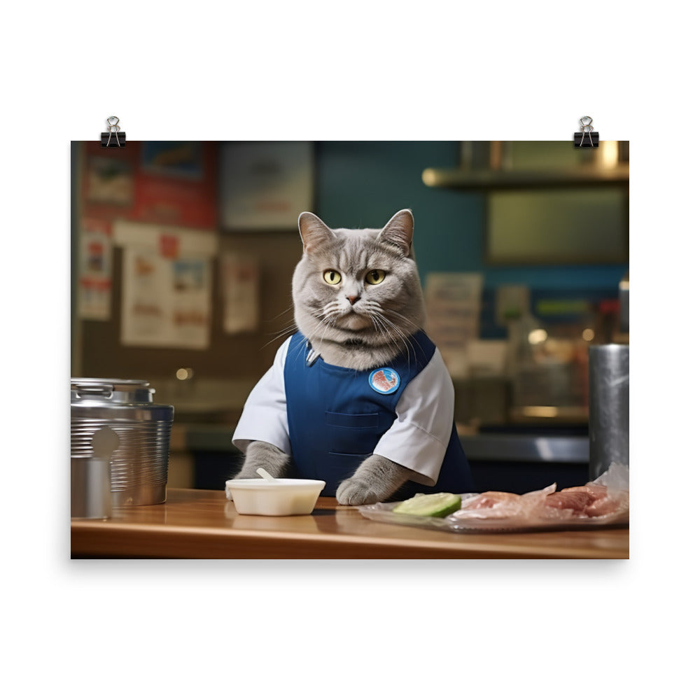 British Shorthair Fast Food Crew Photo paper poster - PosterfyAI.com