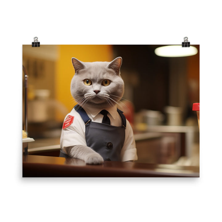 British Shorthair Fast Food Crew Photo paper poster - PosterfyAI.com