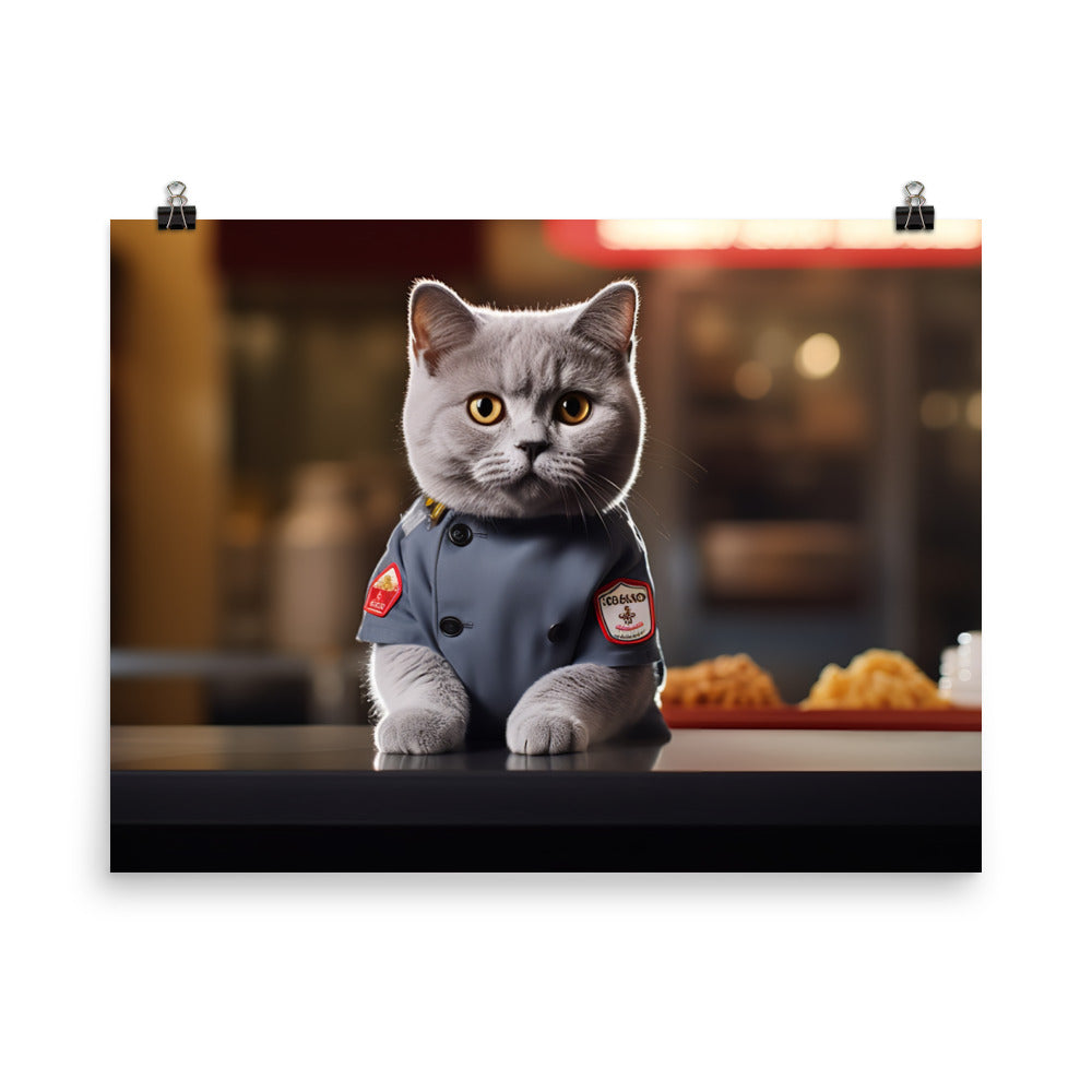 British Shorthair Fast Food Crew Photo paper poster - PosterfyAI.com