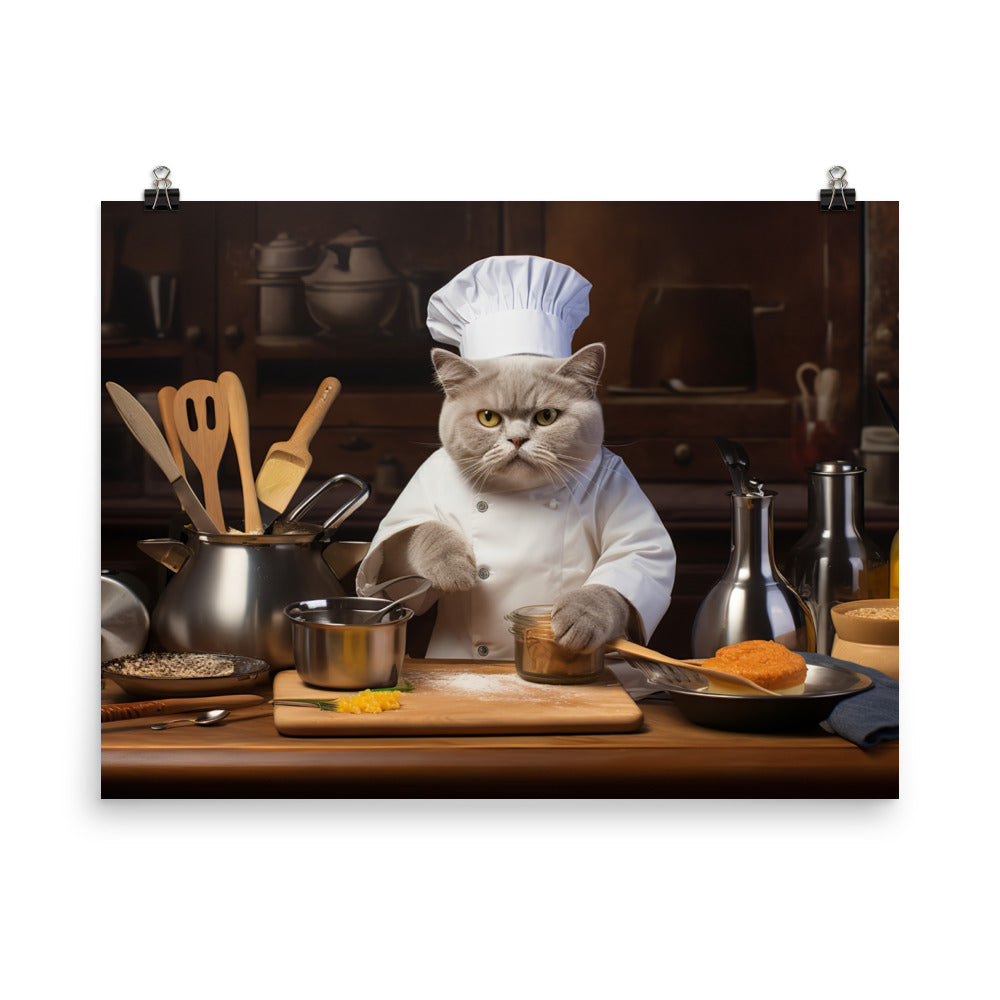 British Shorthair Chef Photo paper poster - PosterfyAI.com