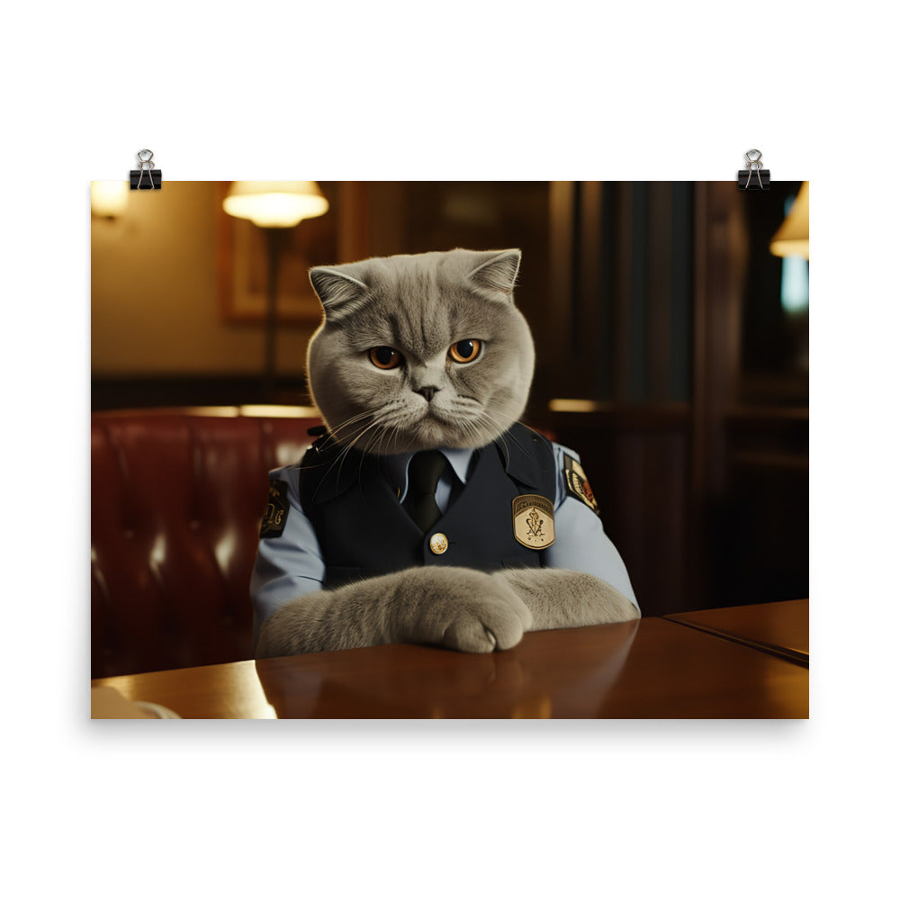 Scottish Fold Security Officer Photo paper poster - PosterfyAI.com