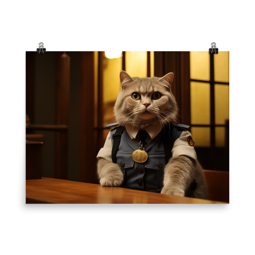 Scottish Fold Security Officer Photo paper poster - PosterfyAI.com