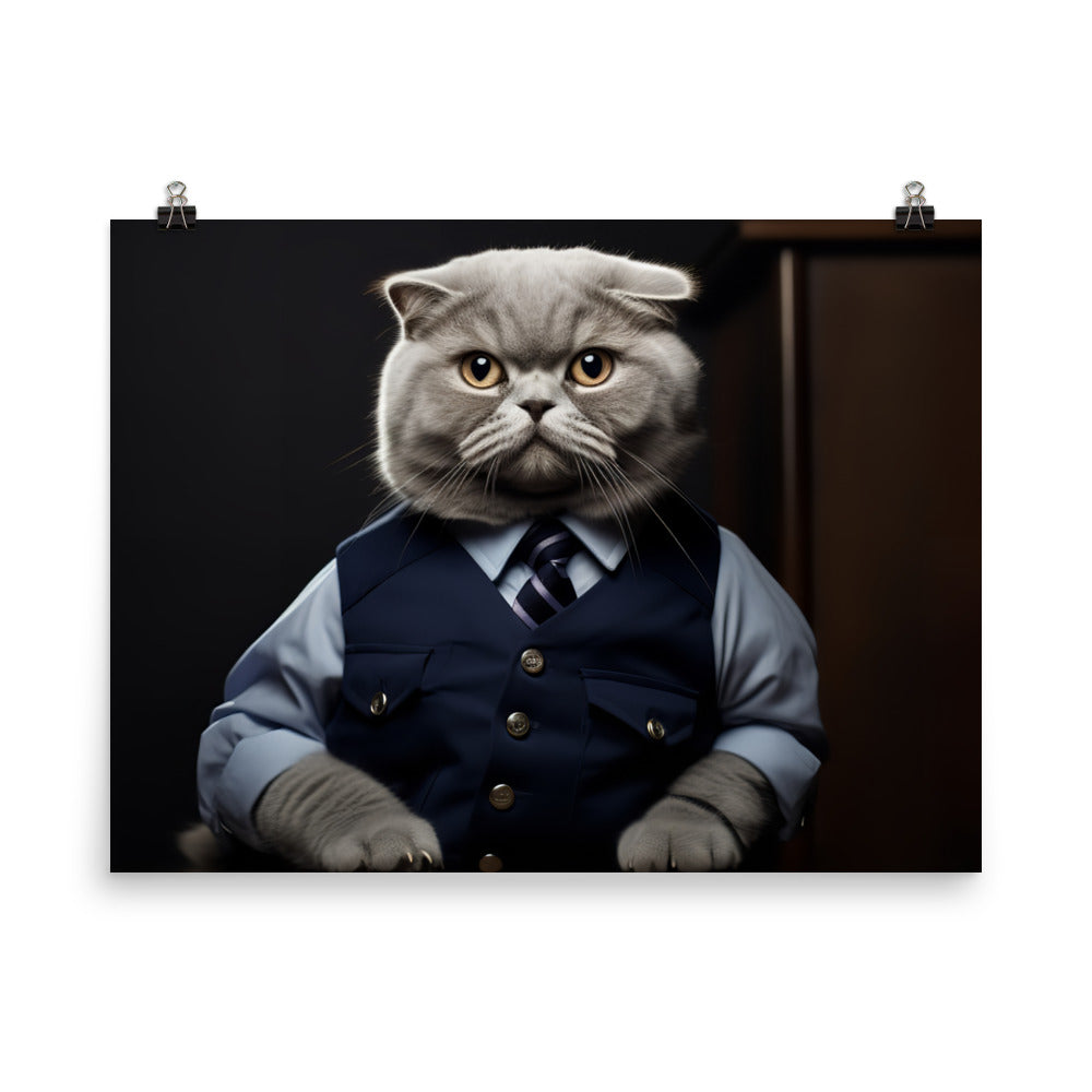 Scottish Fold Prison Officer Photo paper poster - PosterfyAI.com