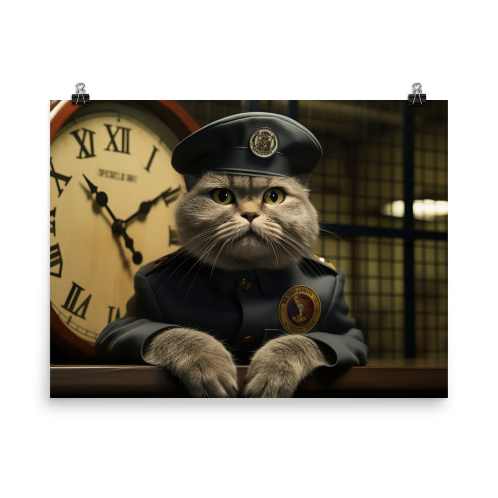 Scottish Fold Prison Officer Photo paper poster - PosterfyAI.com