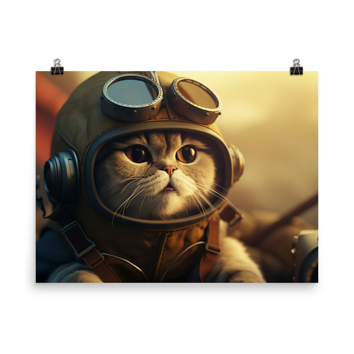 Scottish Fold Pilot Photo paper poster - PosterfyAI.com