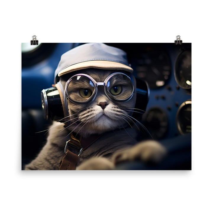 Scottish Fold Pilot Photo paper poster - PosterfyAI.com