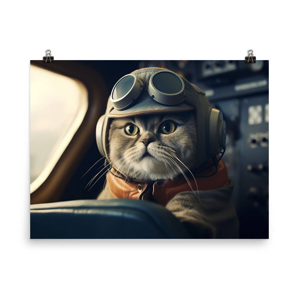 Scottish Fold Pilot Photo paper poster - PosterfyAI.com