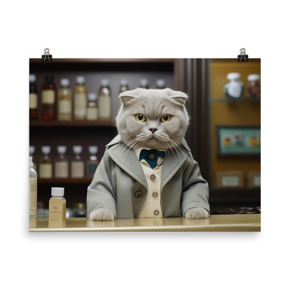 Scottish Fold Pharmacist Photo paper poster - PosterfyAI.com