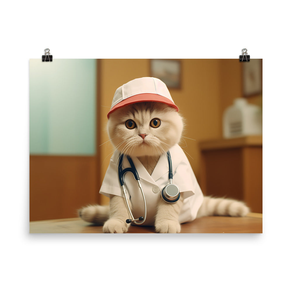 Scottish Fold Nurse Photo paper poster - PosterfyAI.com