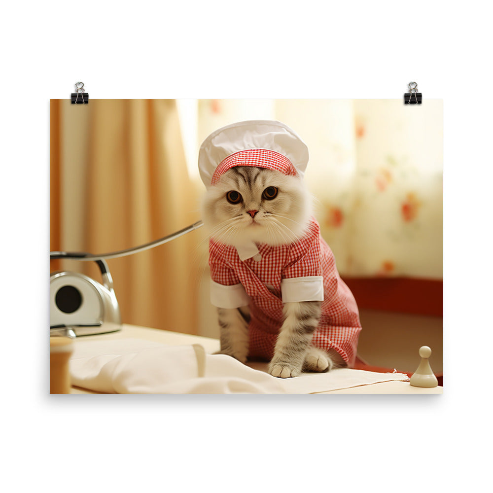 Scottish Fold Nurse Photo paper poster - PosterfyAI.com