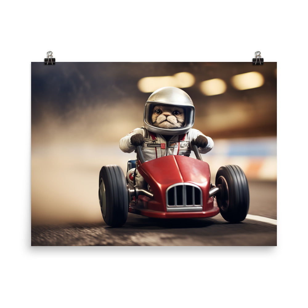 Scottish Fold Motorsport Athlete Photo paper poster - PosterfyAI.com