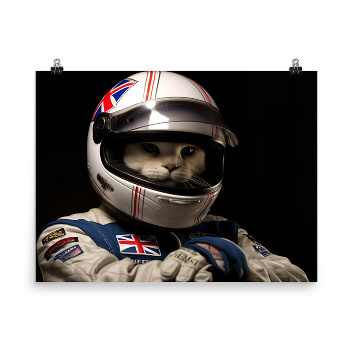 Scottish Fold Motorsport Athlete Photo paper poster - PosterfyAI.com