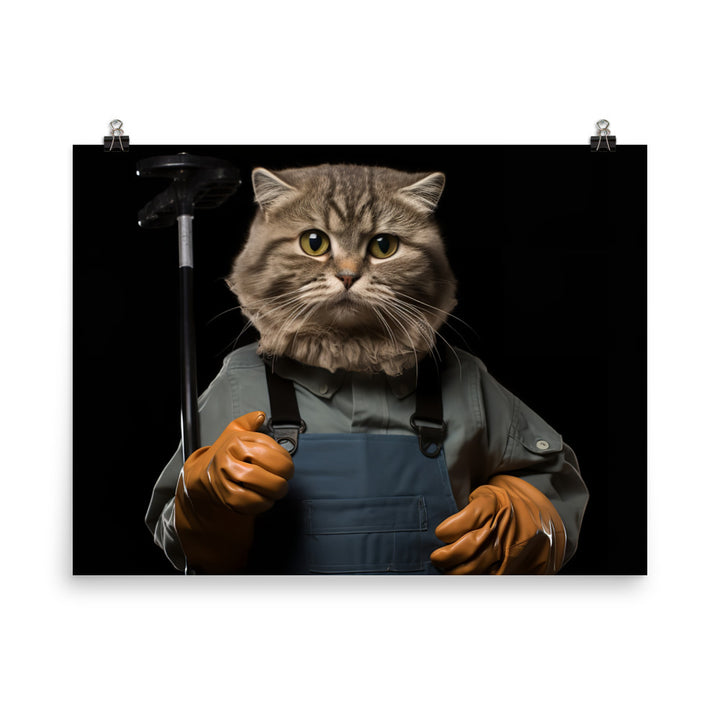 Scottish Fold Janitor Photo paper poster - PosterfyAI.com