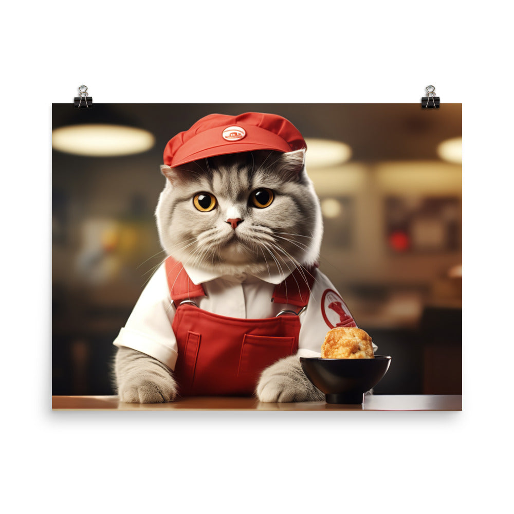 Scottish Fold Fast Food Crew Photo paper poster - PosterfyAI.com