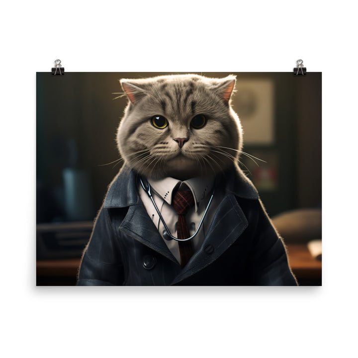 Scottish Fold Doctor Photo paper poster - PosterfyAI.com