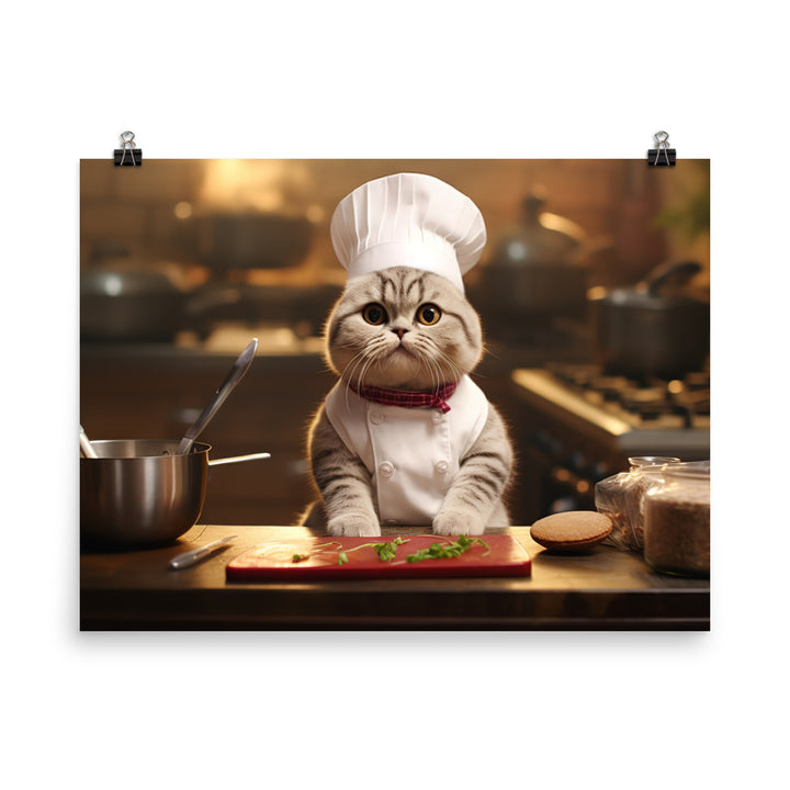 Scottish Fold Chef Photo paper poster - PosterfyAI.com