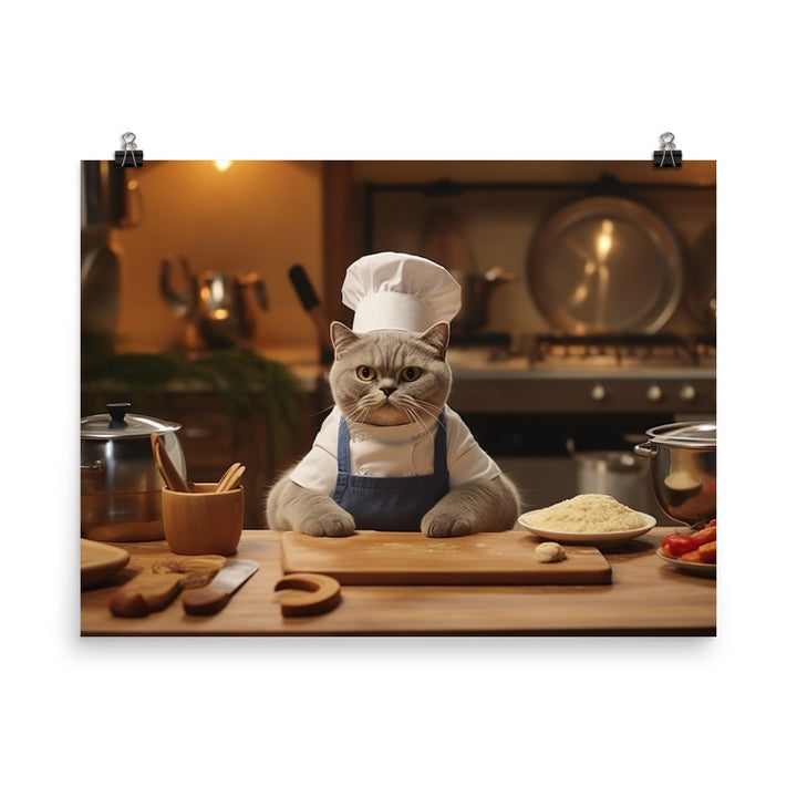 Scottish Fold Chef Photo paper poster - PosterfyAI.com