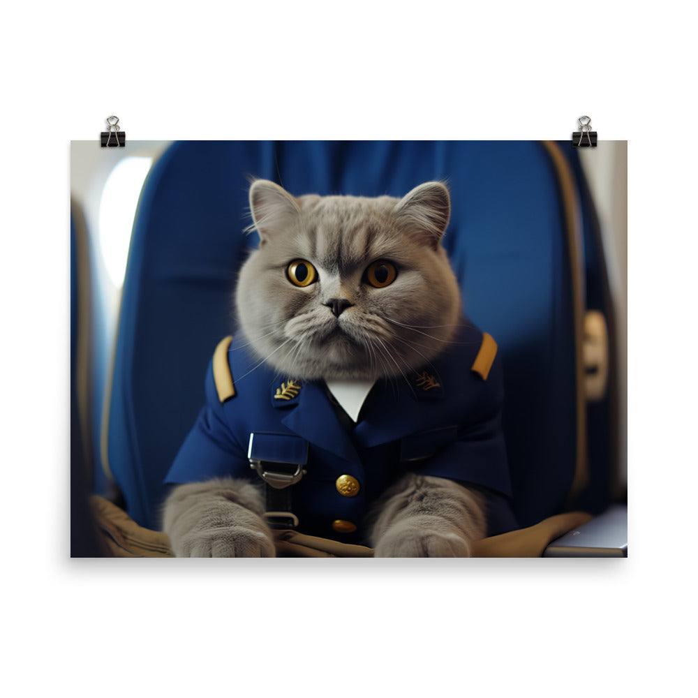 Scottish Fold Cabin Crew Photo paper poster - PosterfyAI.com