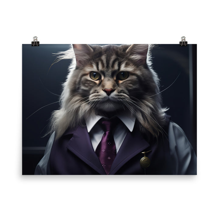 Maine Coon Transit Operator Photo paper poster - PosterfyAI.com