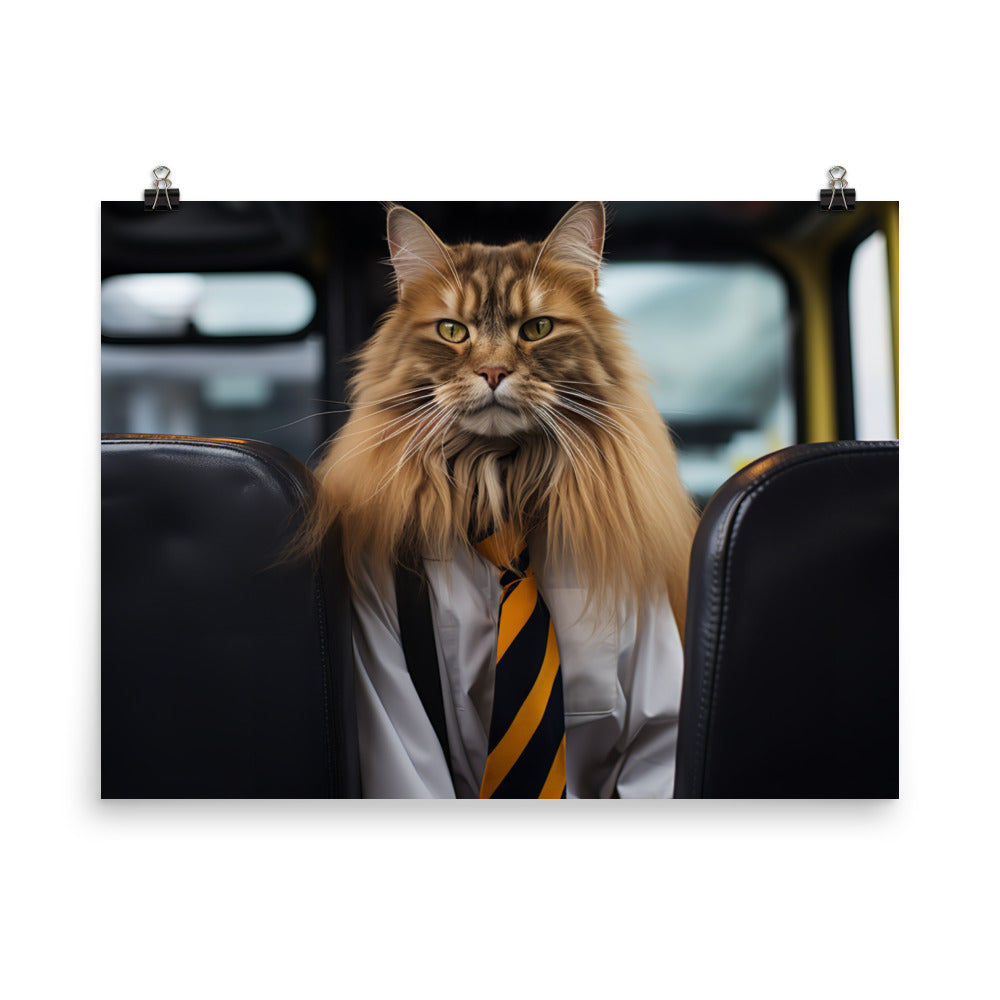 Maine Coon Transit Operator Photo paper poster - PosterfyAI.com