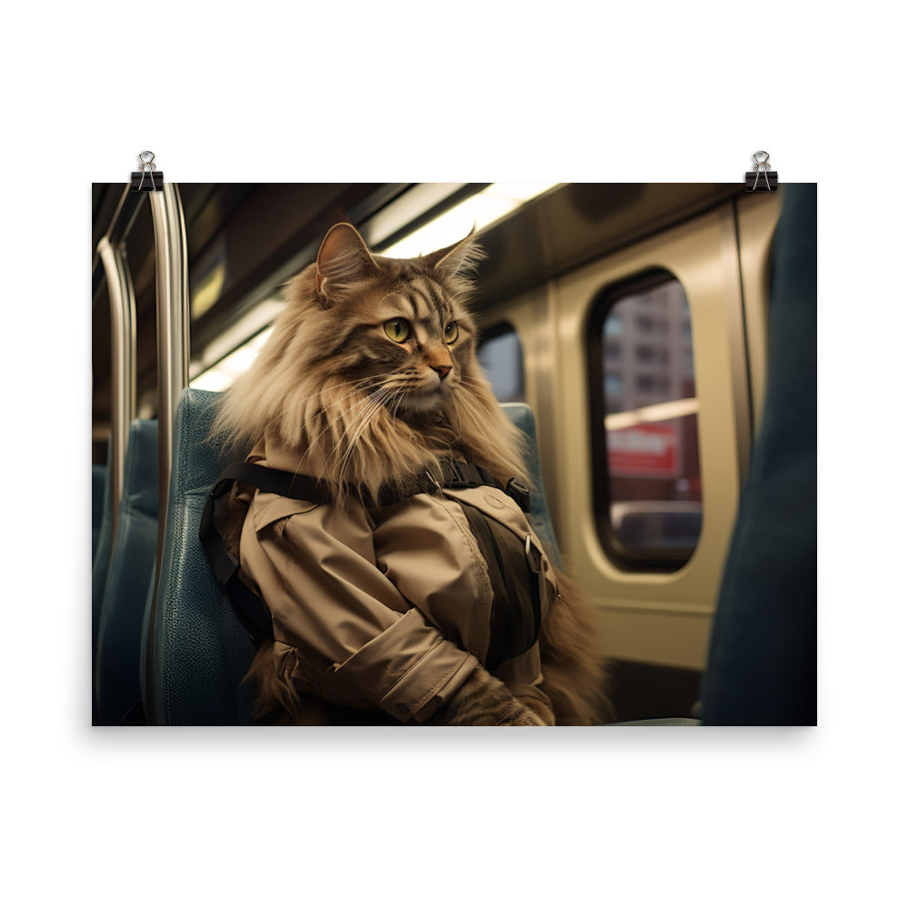 Maine Coon Transit Operator Photo paper poster - PosterfyAI.com