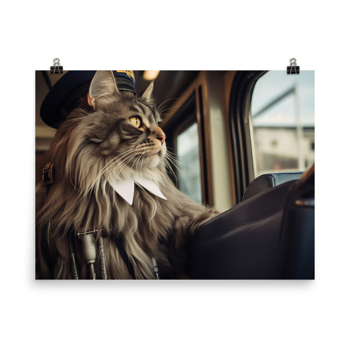 Maine Coon Transit Operator Photo paper poster - PosterfyAI.com