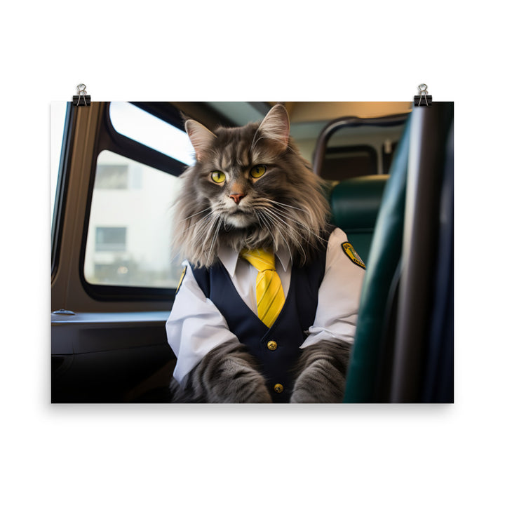 Maine Coon Transit Operator Photo paper poster - PosterfyAI.com