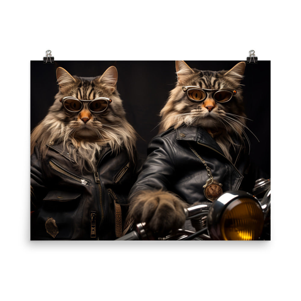 Maine Coon Superbike Athlete Photo paper poster - PosterfyAI.com