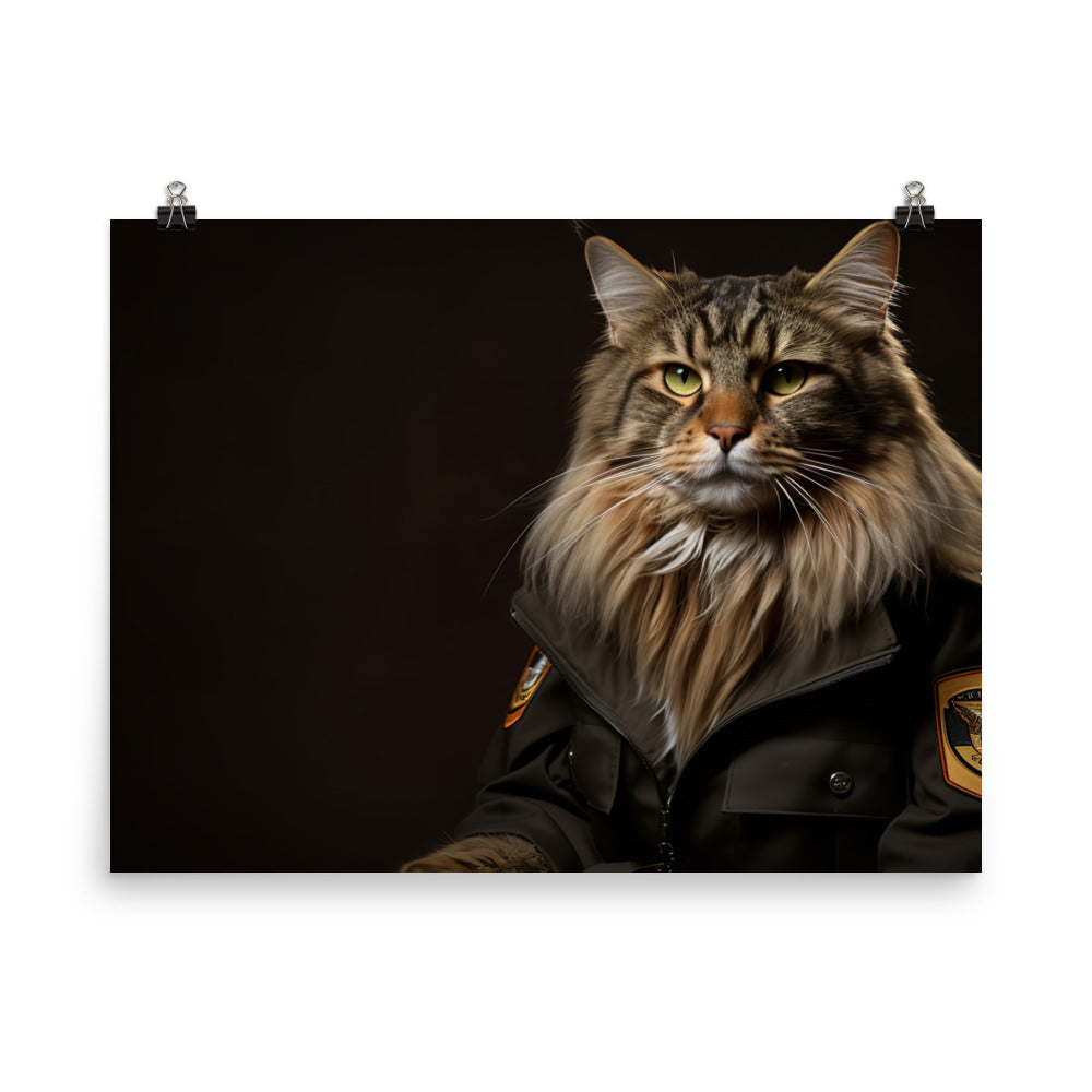 Maine Coon Security Officer Photo paper poster - PosterfyAI.com