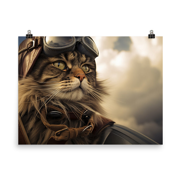 Maine Coon Pilot Photo paper poster - PosterfyAI.com