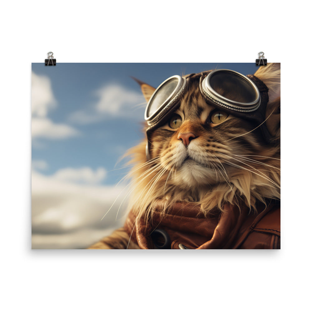 Maine Coon Pilot Photo paper poster - PosterfyAI.com