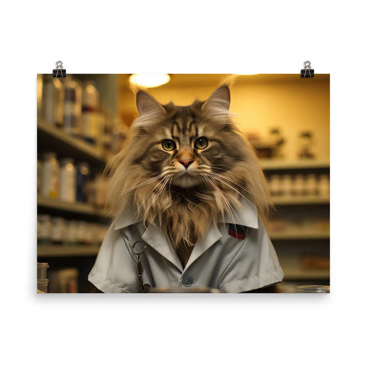 Maine Coon Pharmacist Photo paper poster - PosterfyAI.com