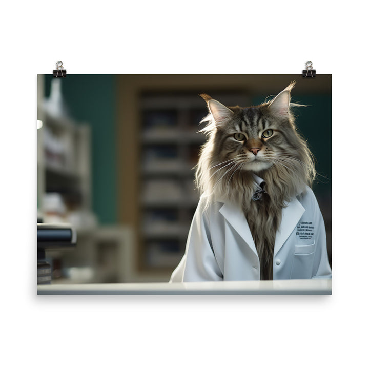 Maine Coon Pharmacist Photo paper poster - PosterfyAI.com