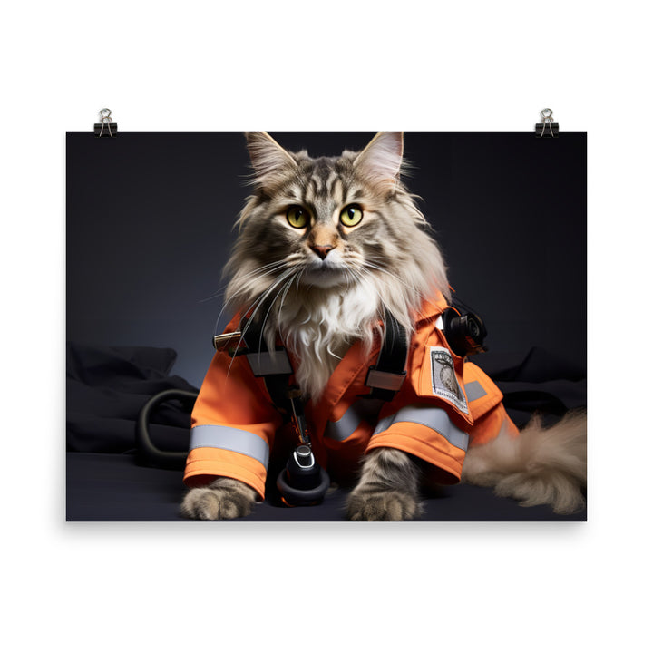 Maine Coon Paramedic Photo paper poster - PosterfyAI.com