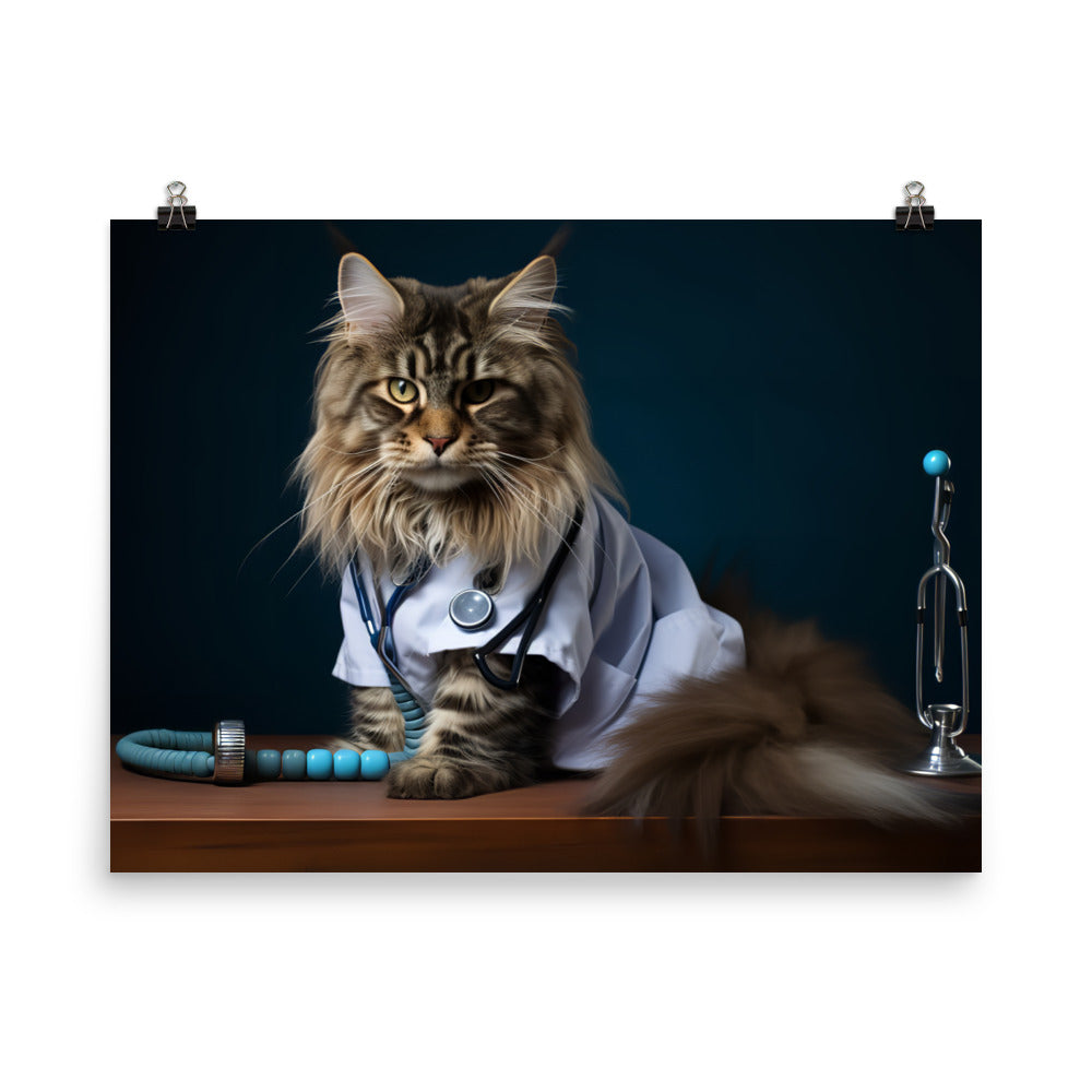 Maine Coon Nurse Photo paper poster - PosterfyAI.com