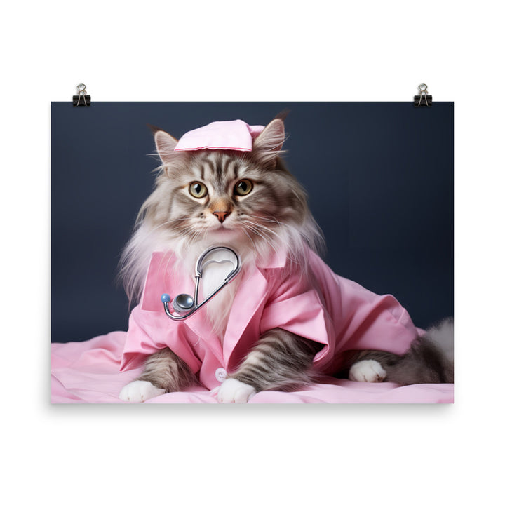 Maine Coon Nurse Photo paper poster - PosterfyAI.com