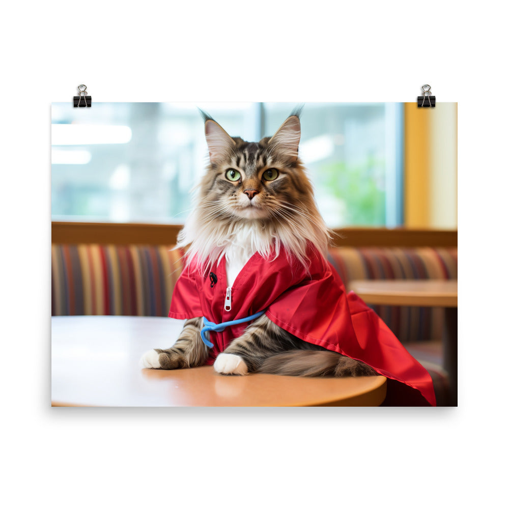 Maine Coon Nurse Photo paper poster - PosterfyAI.com