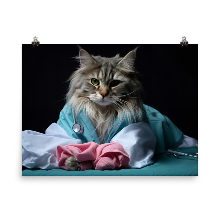 Maine Coon Nurse Photo paper poster - PosterfyAI.com