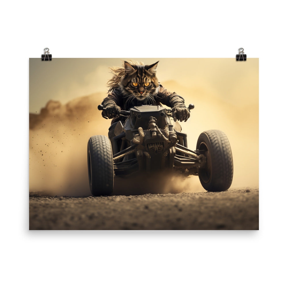 Maine Coon Motorsport Athlete Photo paper poster - PosterfyAI.com