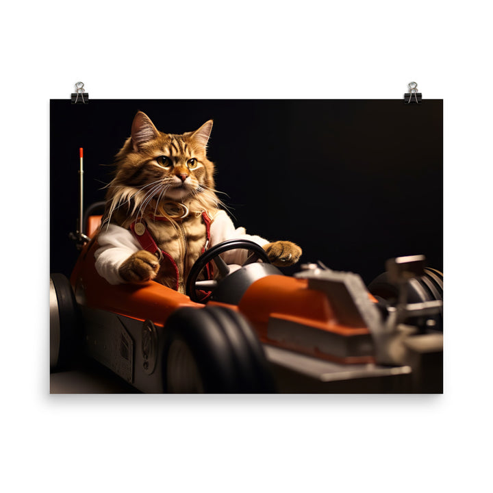 Maine Coon Motorsport Athlete Photo paper poster - PosterfyAI.com