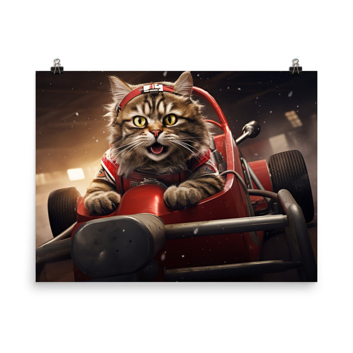 Maine Coon Motorsport Athlete Photo paper poster - PosterfyAI.com