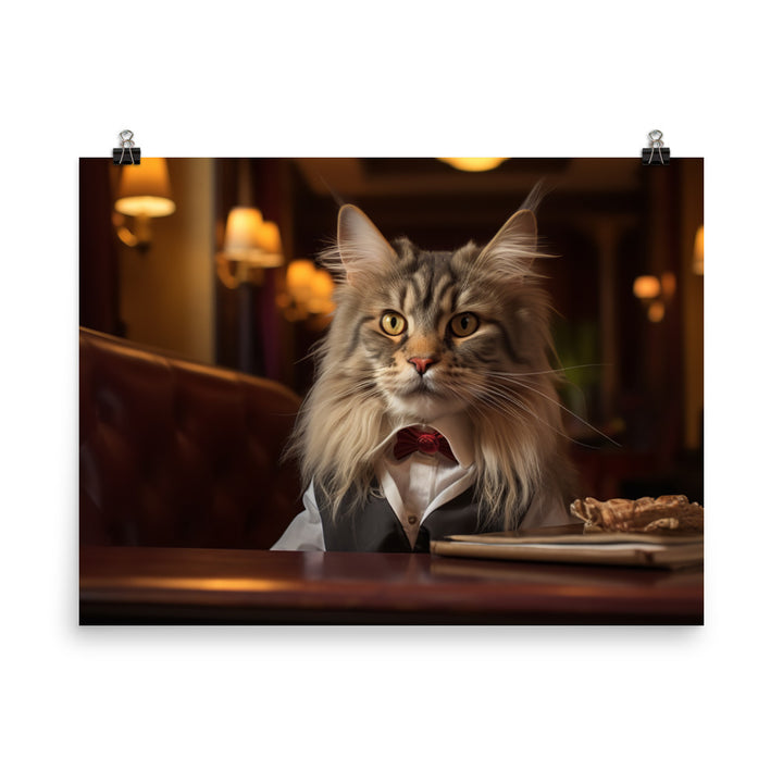 Maine Coon Hotel Staff Photo paper poster - PosterfyAI.com