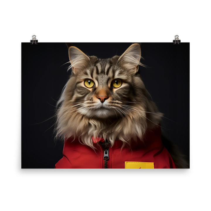 Maine Coon Fast Food Crew Photo paper poster - PosterfyAI.com