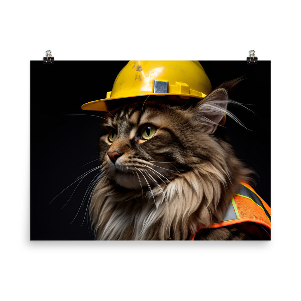 Maine Coon Contractor Photo paper poster - PosterfyAI.com