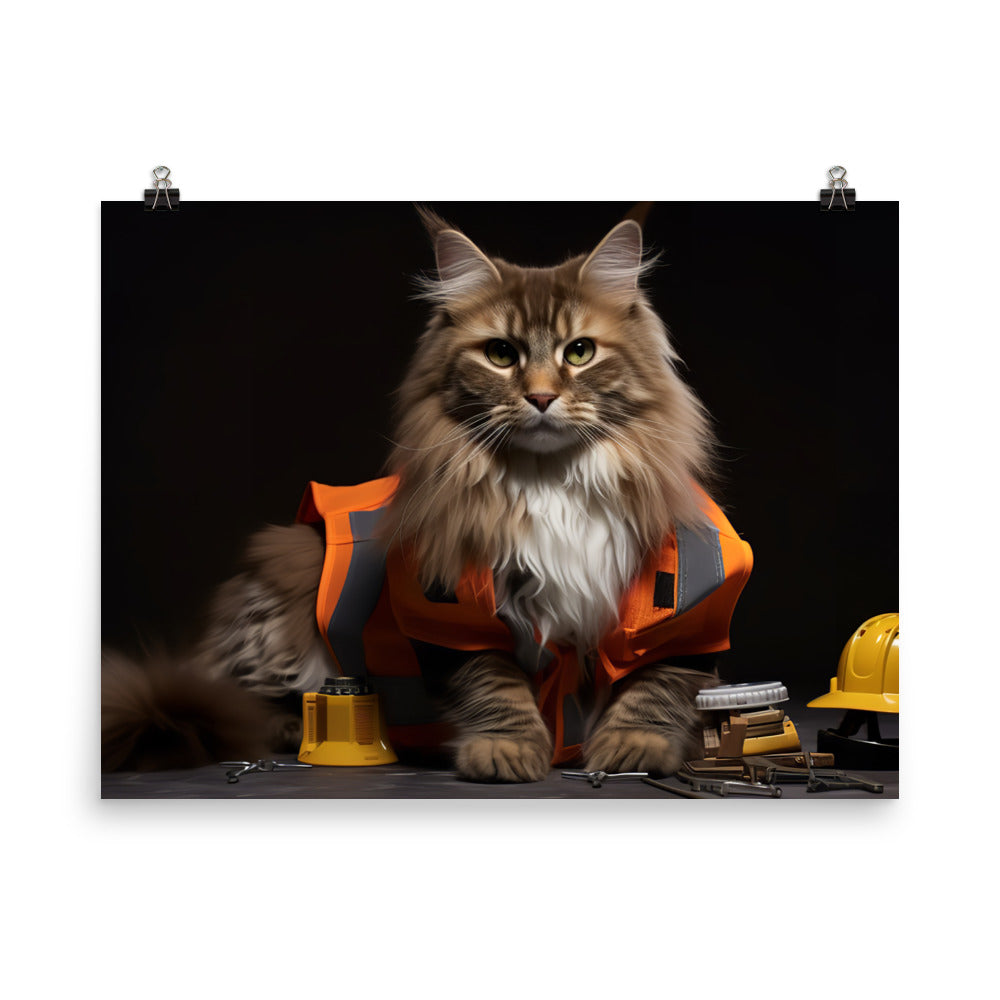 Maine Coon Contractor Photo paper poster - PosterfyAI.com