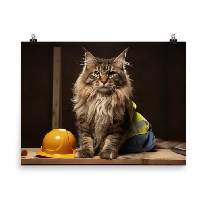 Maine Coon Contractor Photo paper poster - PosterfyAI.com
