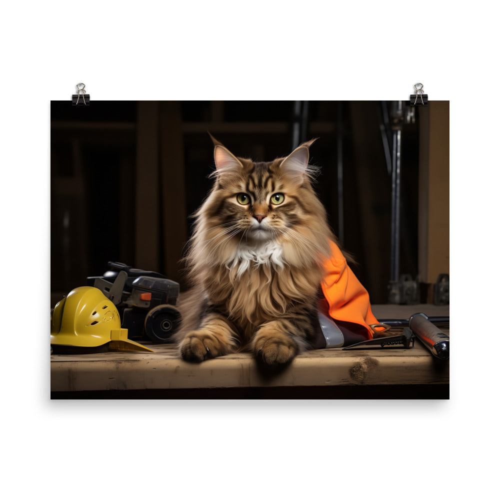 Maine Coon Contractor Photo paper poster - PosterfyAI.com