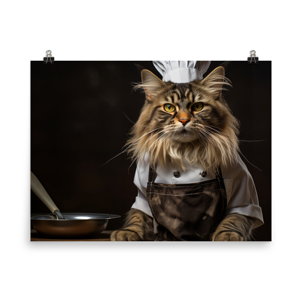 Maine Coon Chef Photo paper poster - PosterfyAI.com