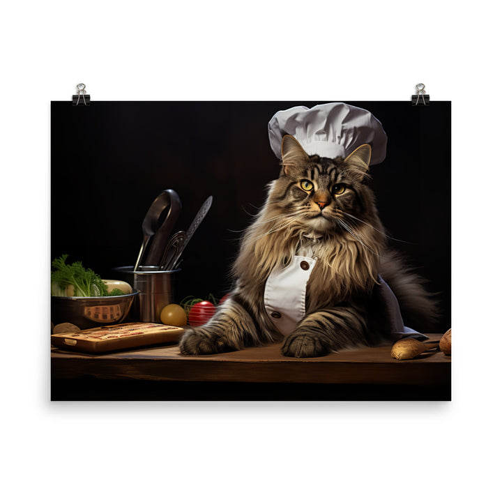 Maine Coon Chef Photo paper poster - PosterfyAI.com