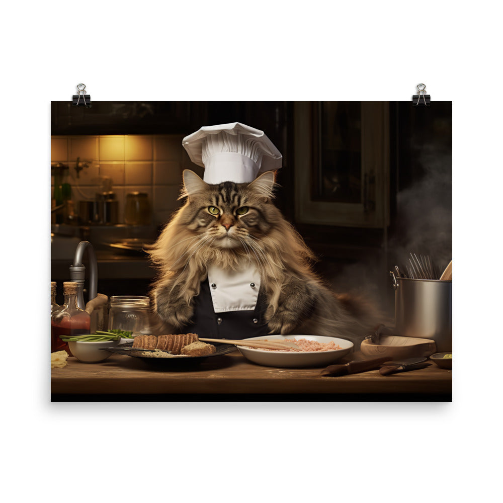 Maine Coon Chef Photo paper poster - PosterfyAI.com